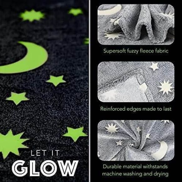 [Gray] Glow in The Dark 50 x 60 Inches‎ Fun, Cozy Fleece Throw Blankets - Picture 5 of 6